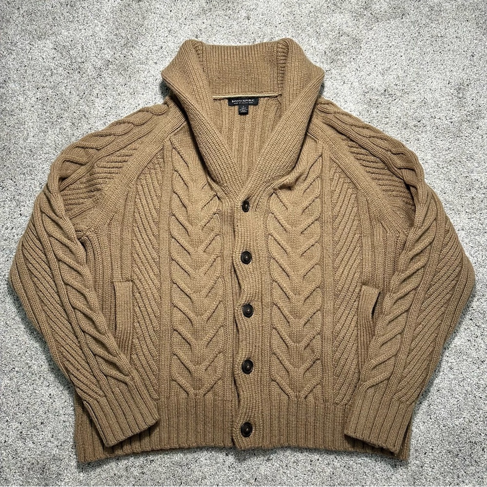 Banana Republic Tan Cable Knit Cardigan
